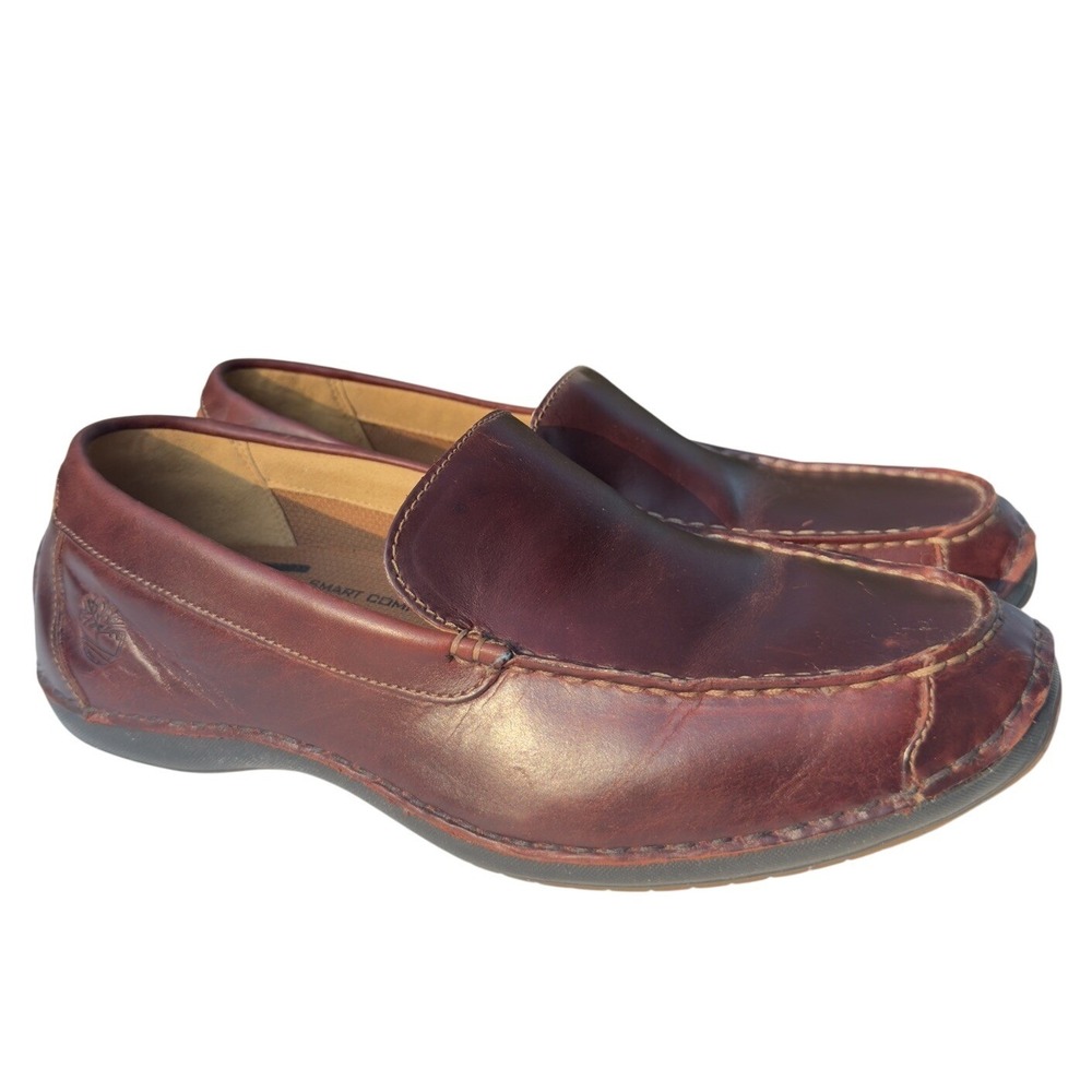 Timberland Annapolis Shoes Mens 9 Burgundy Red Leather Loafers Slip On 74024